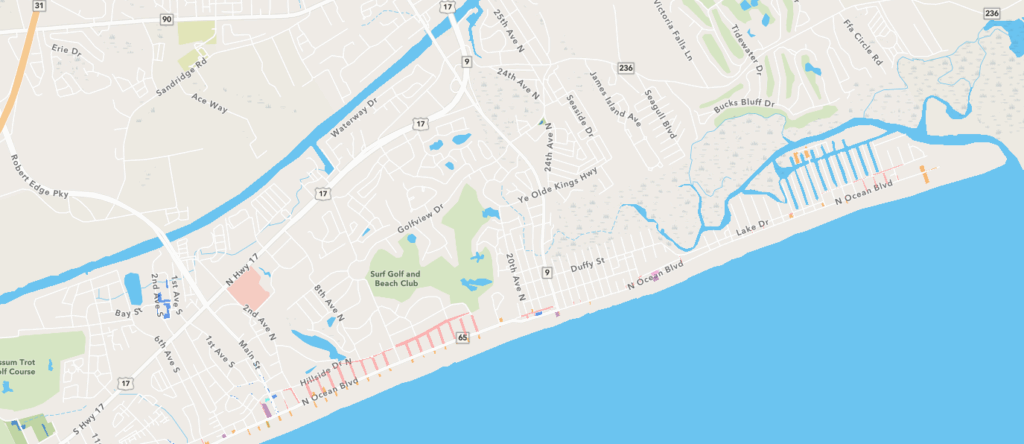 Cherry Grove Beach Access Guide Map