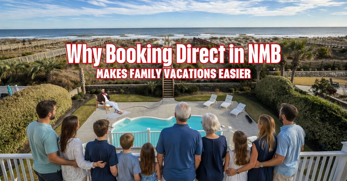 Multigenerational family enjoying an oceanfront view in North Myrtle Beach